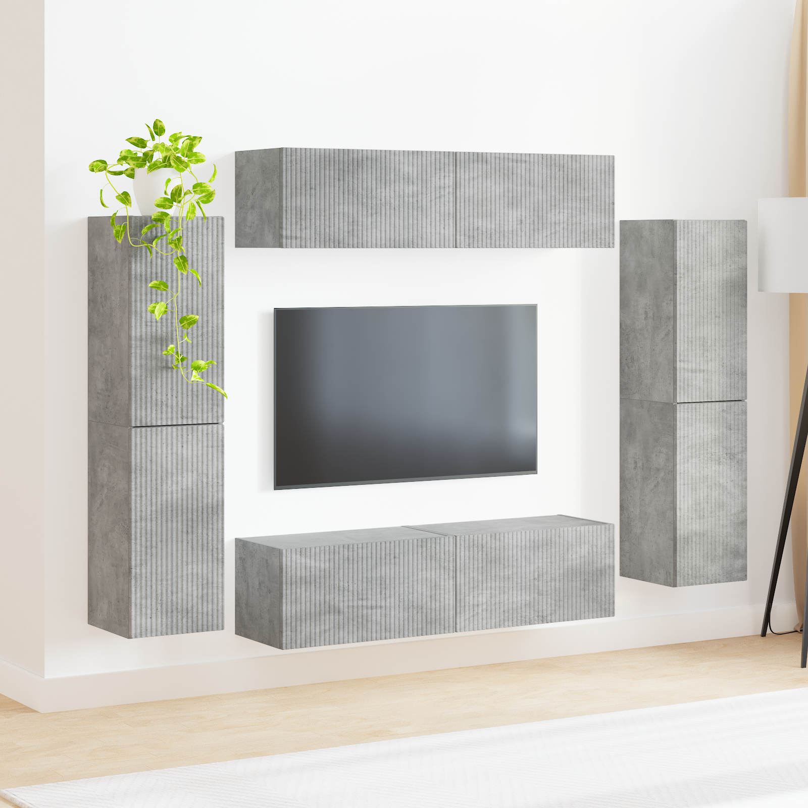 TV spintelių komplektas 8 pcs Betono pilka Apdirbta mediena