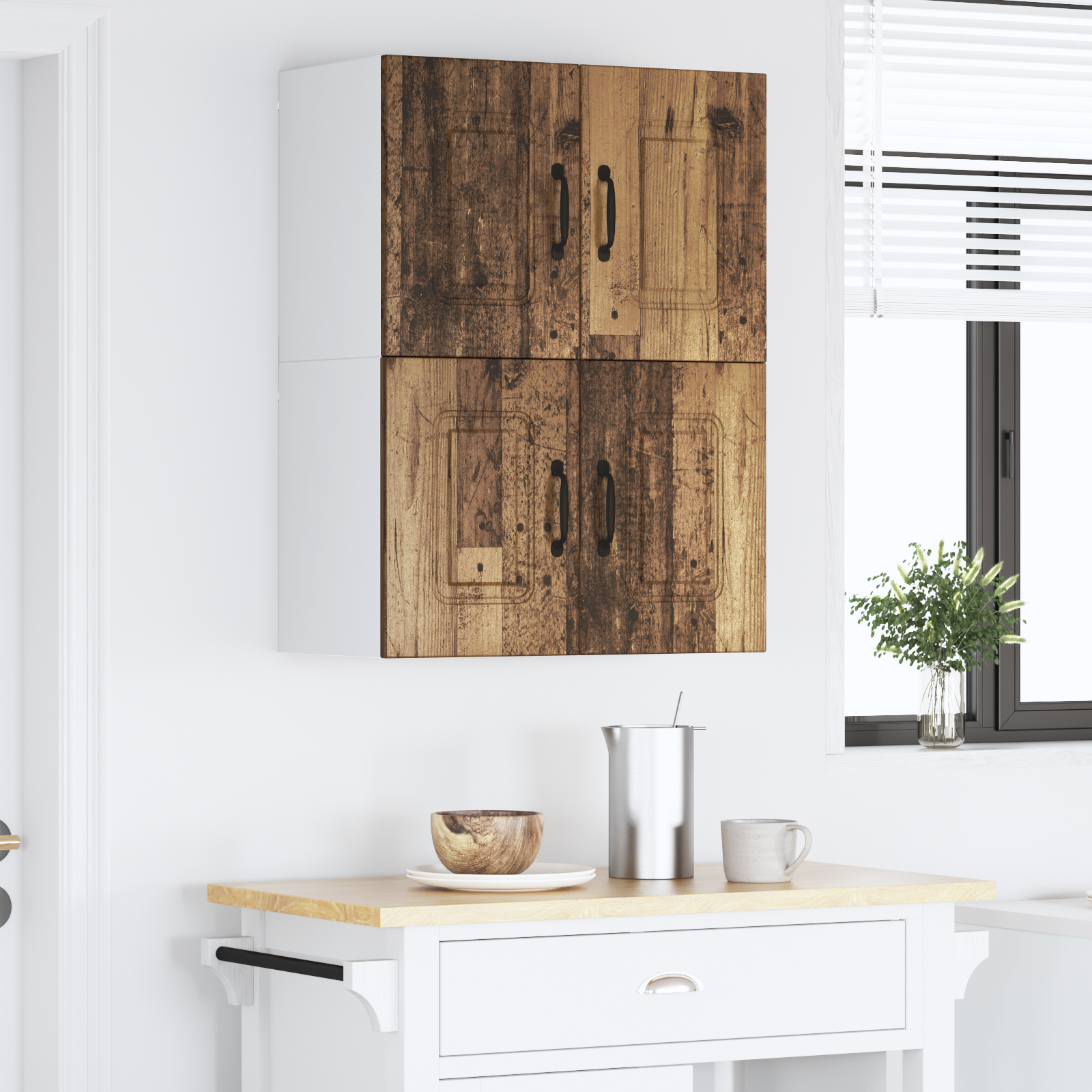 Virtuvės sieninė spintelė 2 pcs Senovinis medis 60 x 31 x 40 cm