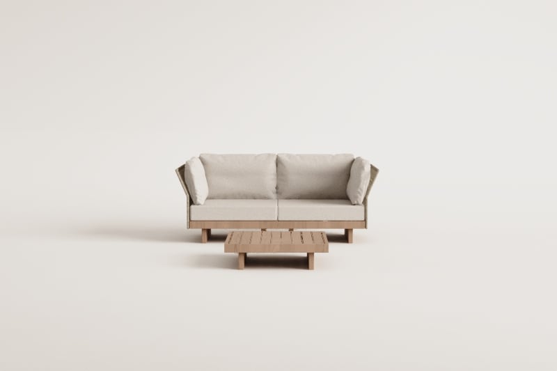 FORTO outdoor modular sofa, 2-seater with table