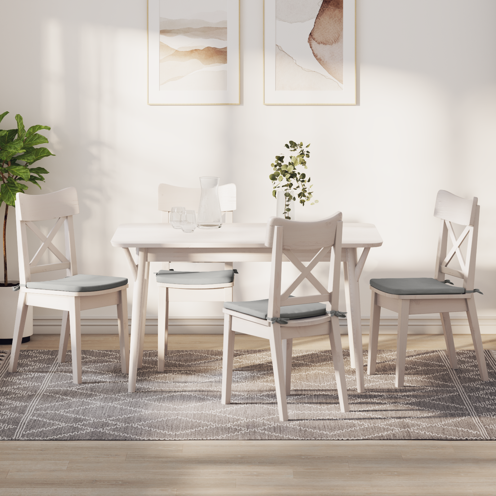 Sėdynių pagalvėlės 4 pcs Šviesiai pilka 40 x 40 x 3 cm