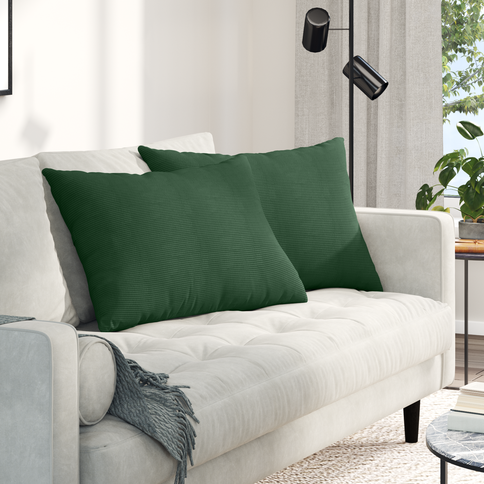 Sofa Pagalvės 2 pcs Tamsiai žalia 70 x 50 cm Kordūrinis audinys