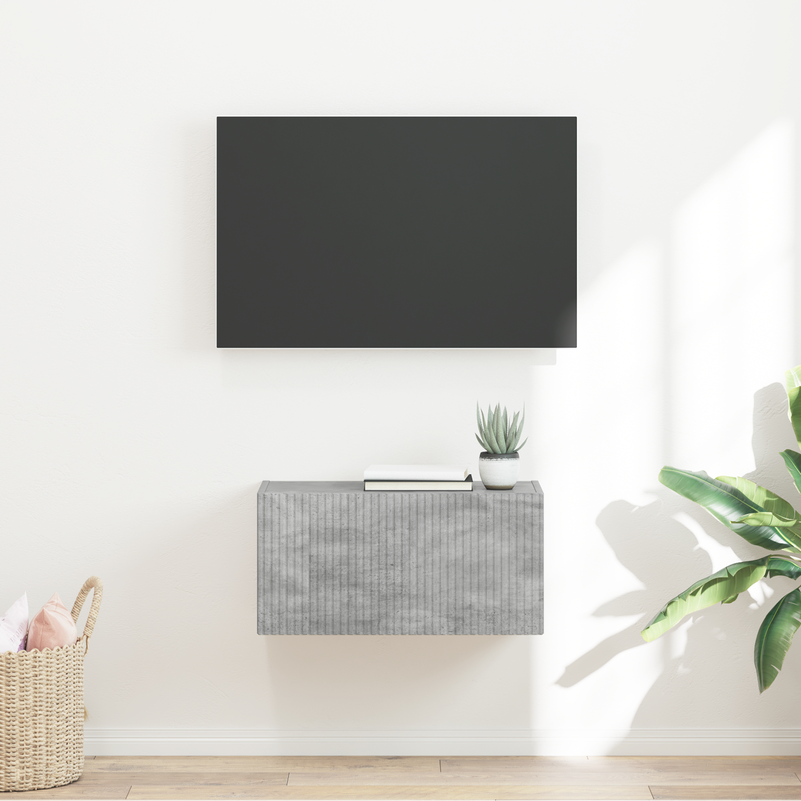TV sieninė spintelė Betoninė 60 x 31 x 29,5 cm Apdirbta mediena