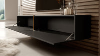 TV spintelė FREJA, 200 cm, juoda+auksinė