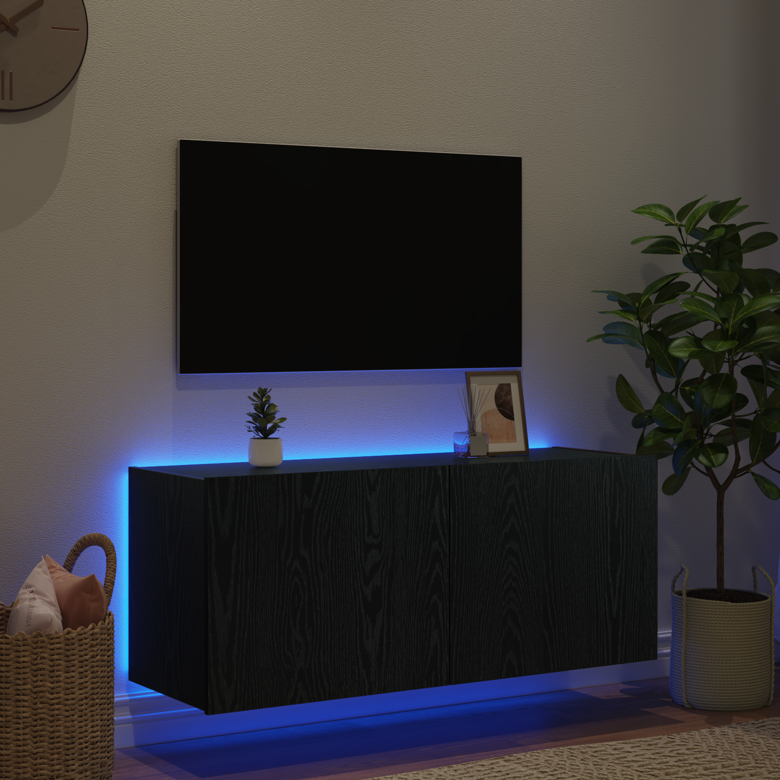 TV sienas skapītis melns ozols 100 x 35 x 41 cm