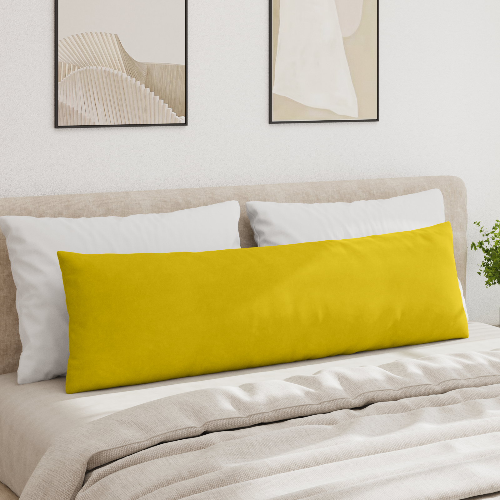 Sofa Pagalvės 2 pcs Geltona 145 x 40 cm Kordūrinis audinys
