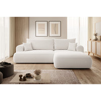 Kampinė sofa-lova OVO, balta, dešinė
