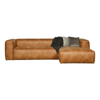 "Bean" Kampinė Sofa, Dešinė, Perdirbta Oda, Konjako Spalva - Namų Idėja
