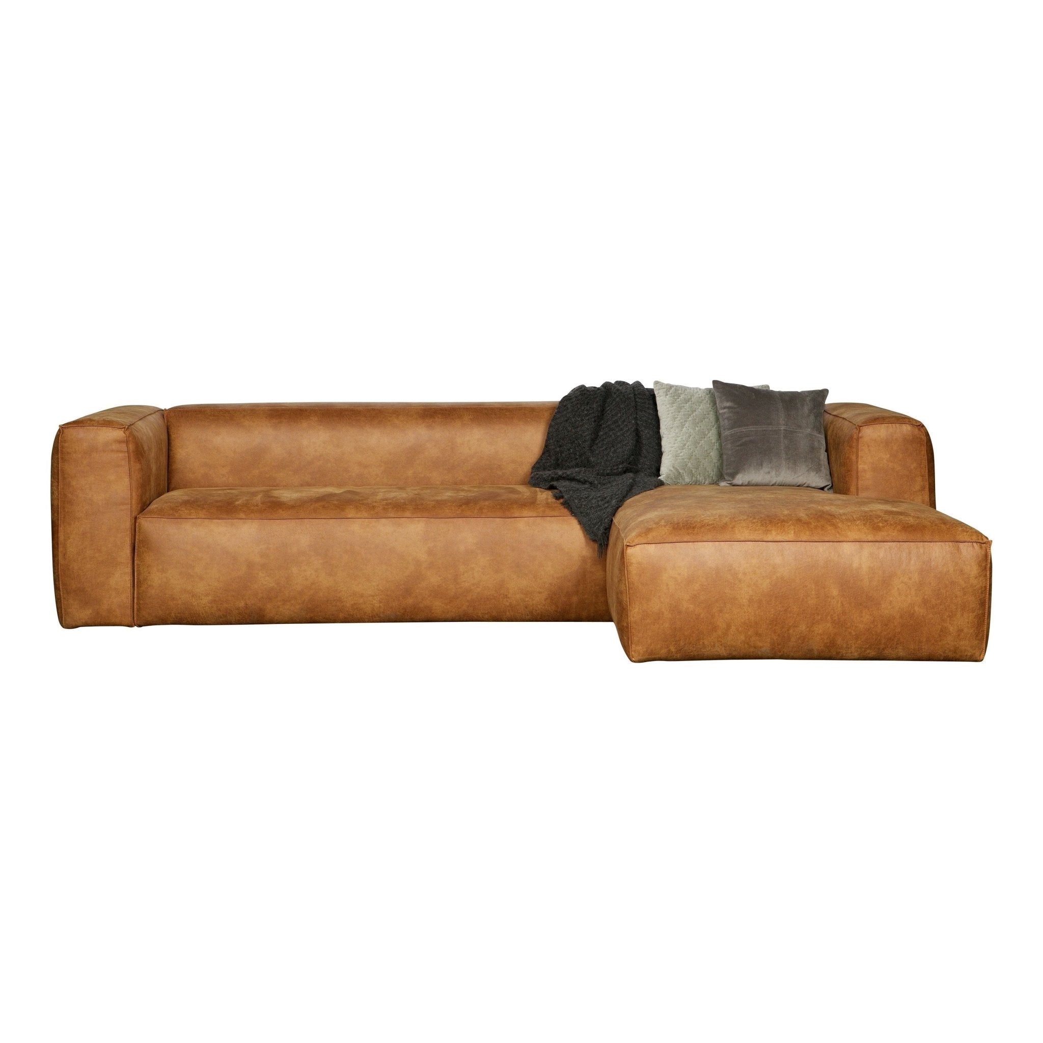 "Bean" Kampinė Sofa, Dešinė, Perdirbta Oda, Konjako Spalva - Namų Idėja