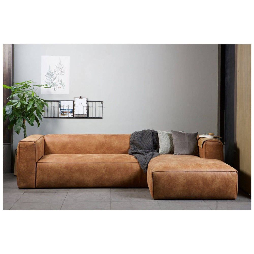 "Bean" Kampinė Sofa, Dešinė, Perdirbta Oda, Konjako Spalva - Namų Idėja