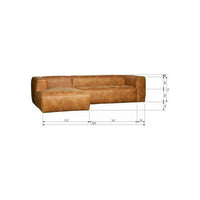 "Bean" Kampinė Sofa, Kairė, Perdirbta Oda, Konjako Spalva - Namų Idėja
