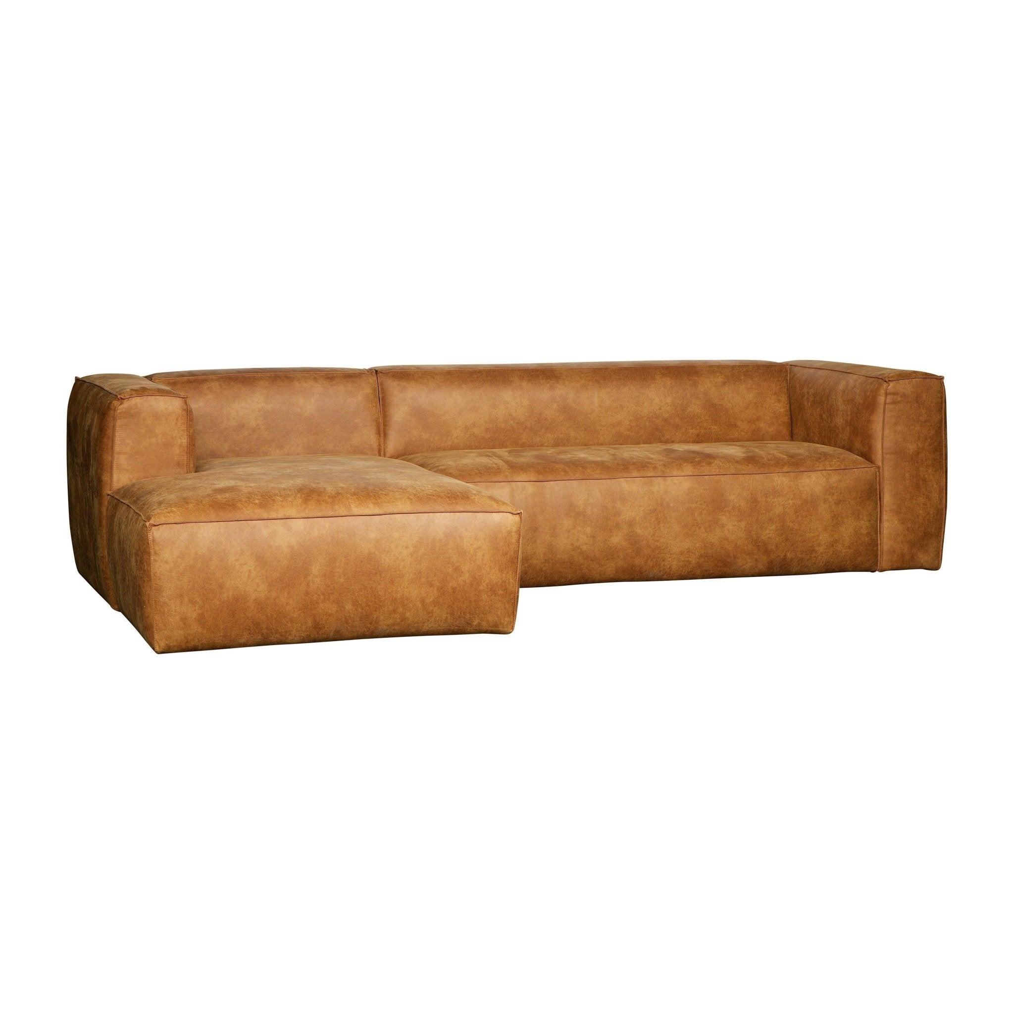 "Bean" Kampinė Sofa, Kairė, Perdirbta Oda, Konjako Spalva - Namų Idėja