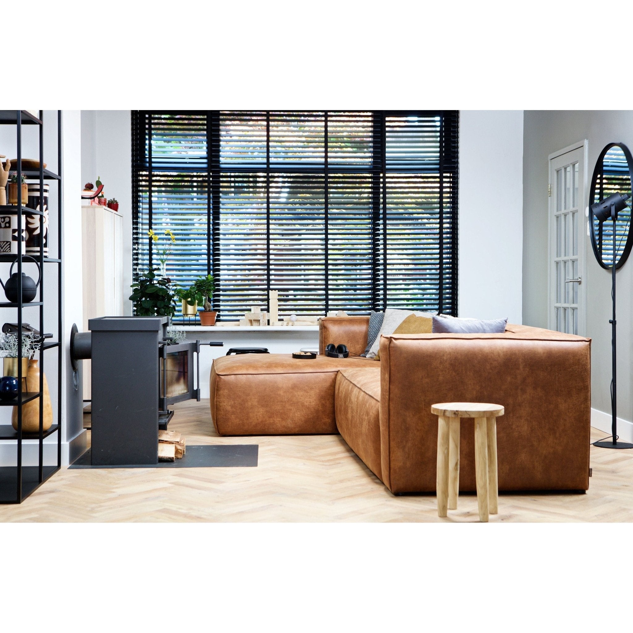 "Bean" Kampinė Sofa, Kairė, Perdirbta Oda, Konjako Spalva - Namų Idėja