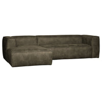 "Bean" Kampinė Sofa, Kairė, Perdirbta Oda, Tamsi Žalia - Namų Idėja
