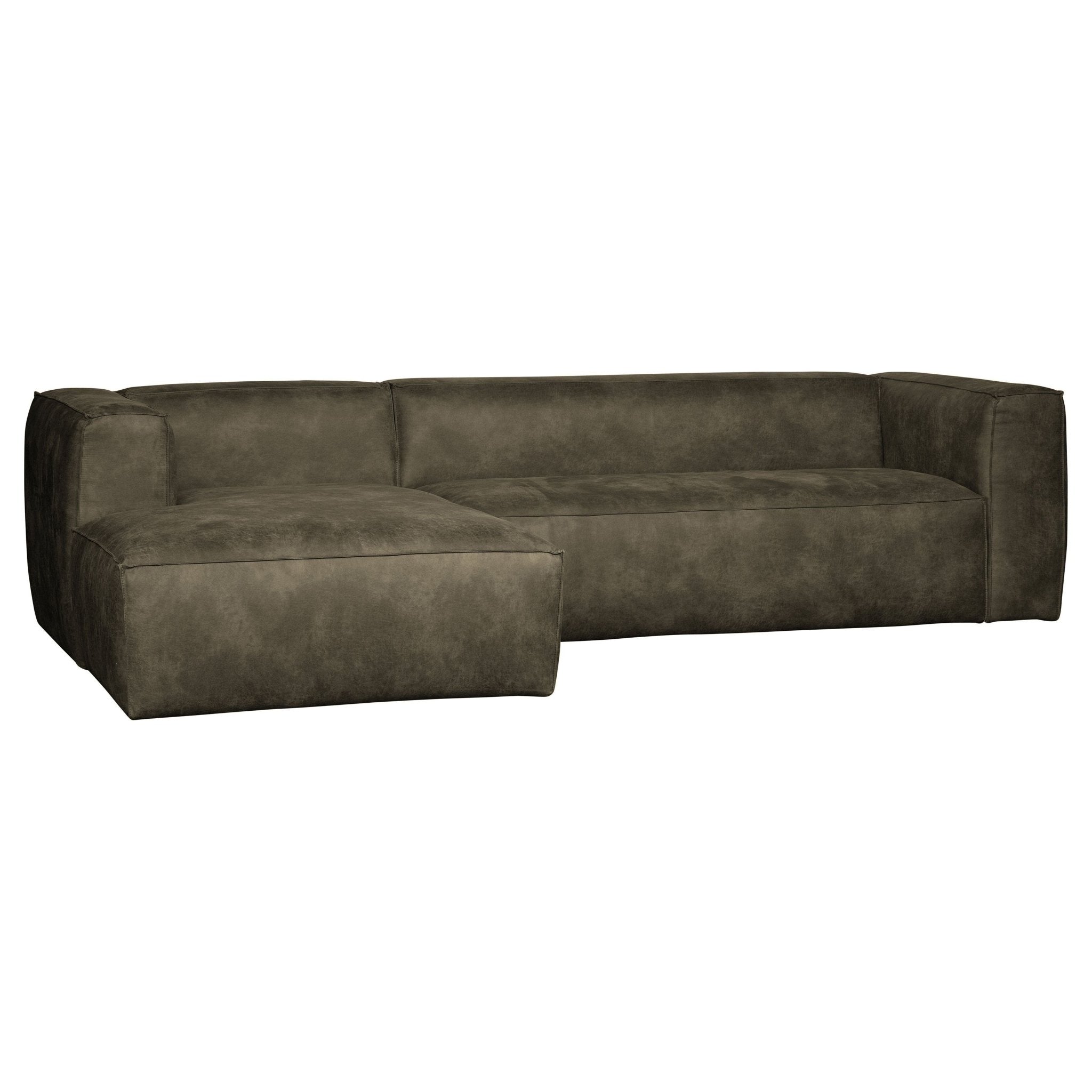 "Bean" Kampinė Sofa, Kairė, Perdirbta Oda, Tamsi Žalia - Namų Idėja