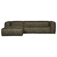"Bean" Kampinė Sofa, Kairė, Perdirbta Oda, Tamsi Žalia - Namų Idėja
