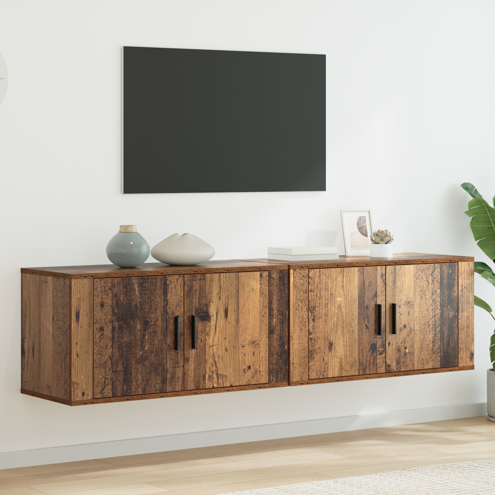 Wall TV cabinet set 2 pcs