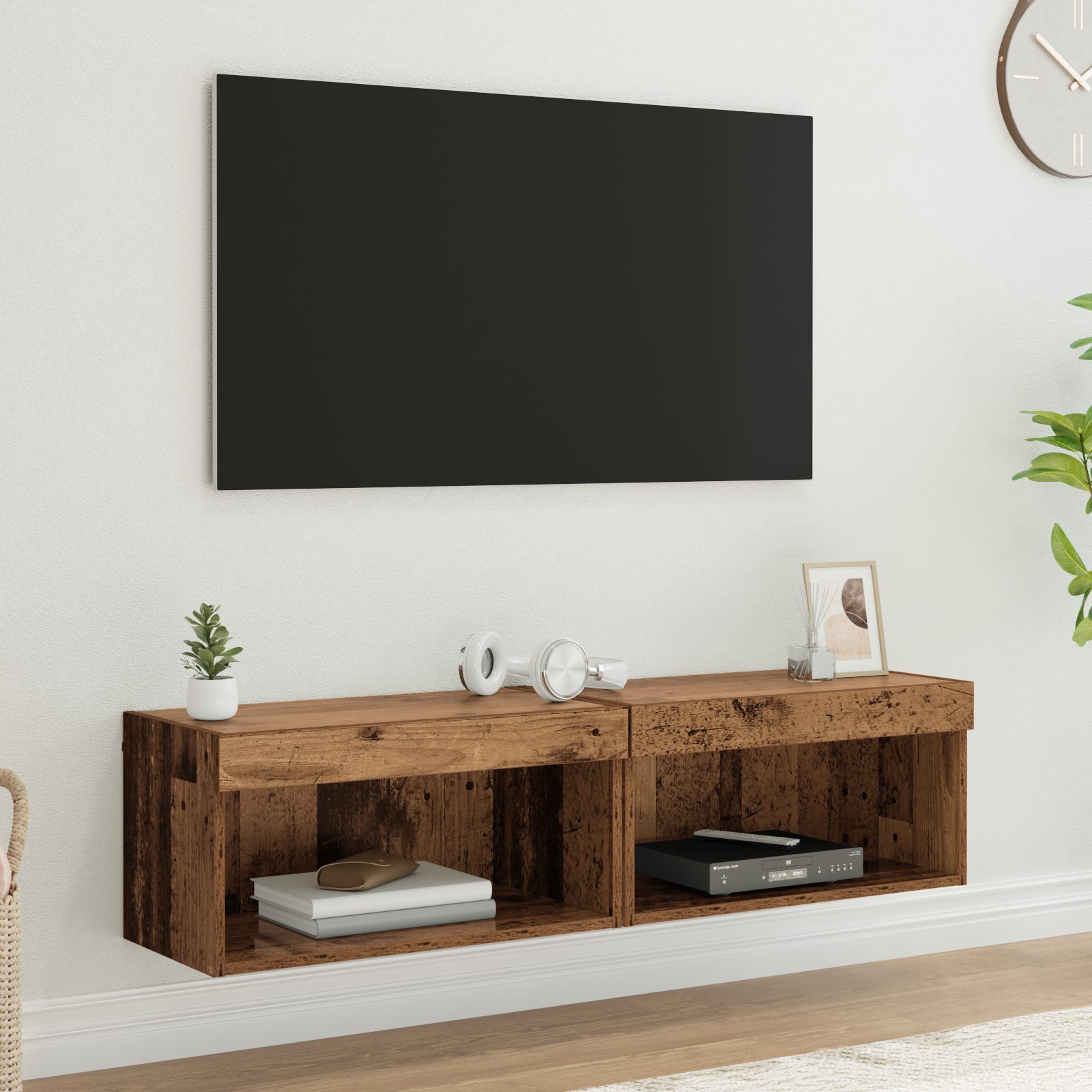 Televizorių spintelės 2 pcs Senovinis medis 60 x 30 x 30 cm
