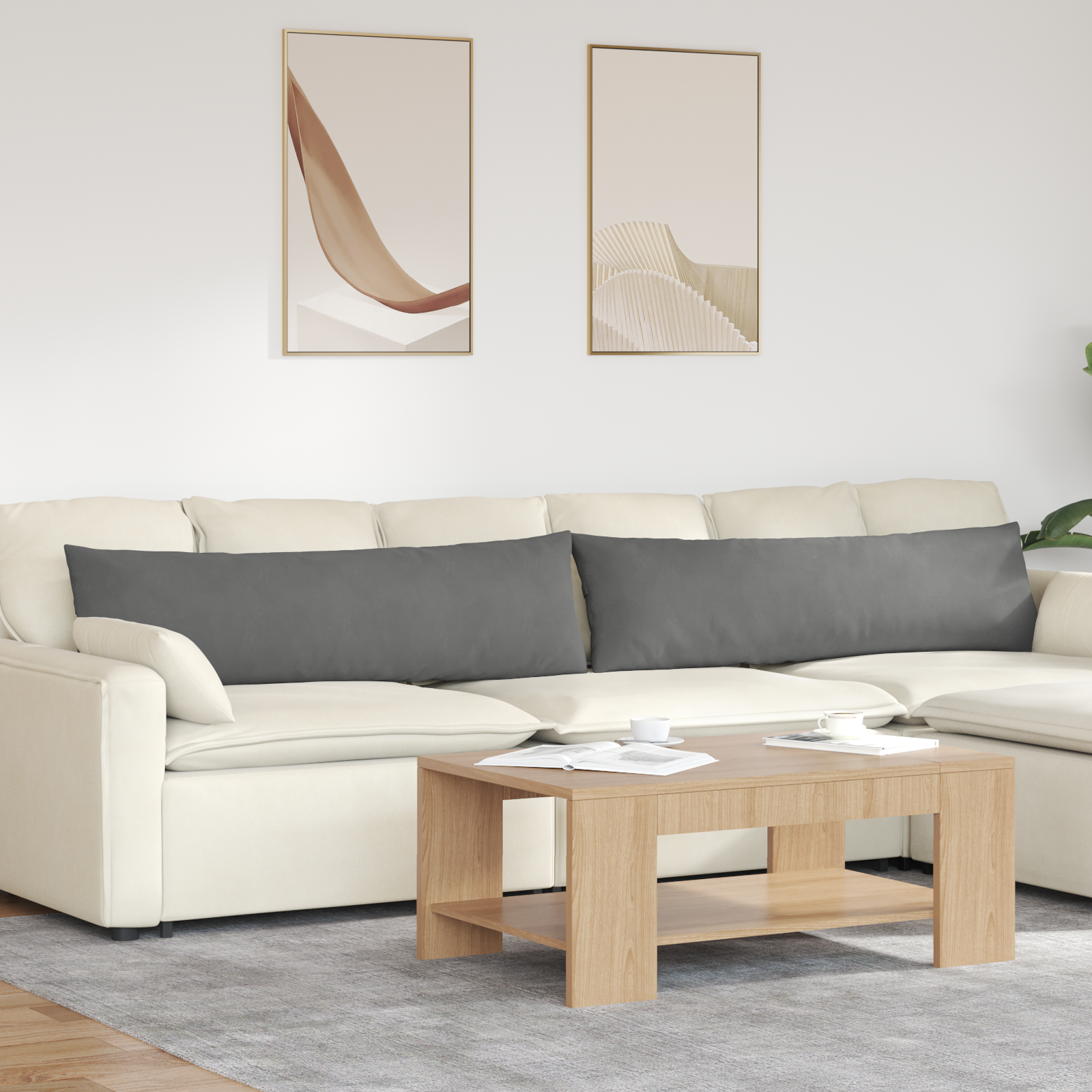 Dīvāna spilveni 2 gab. Tumši pelēks 145 x 40 cm audums