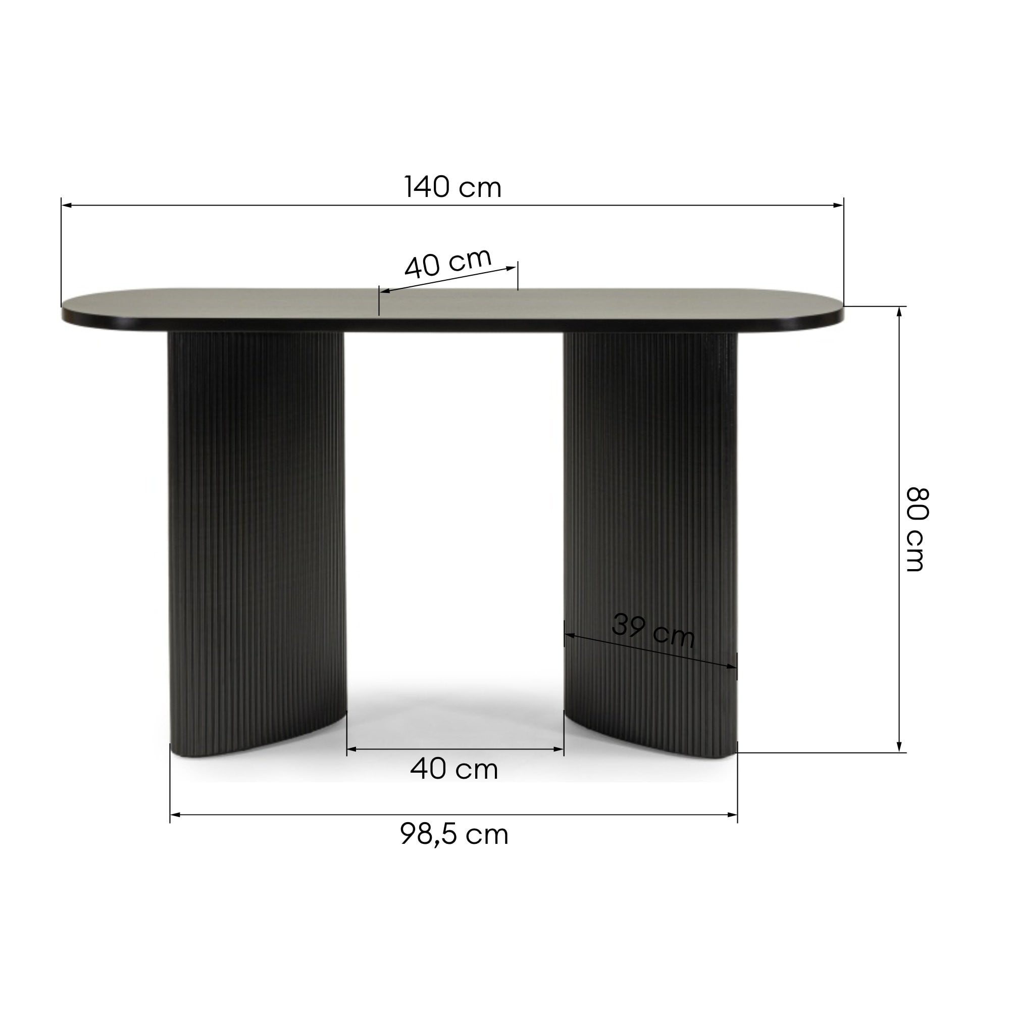 Desk PERIOL, black, lamellae, 140 cm