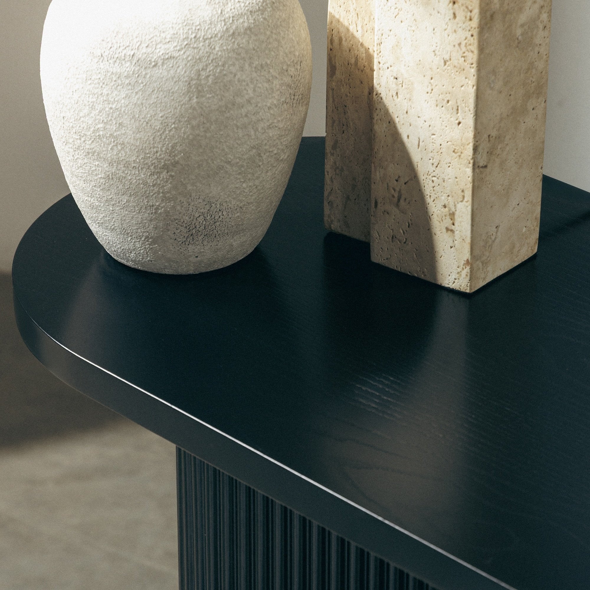 Desk PERIOL, black, lamellae, 140 cm