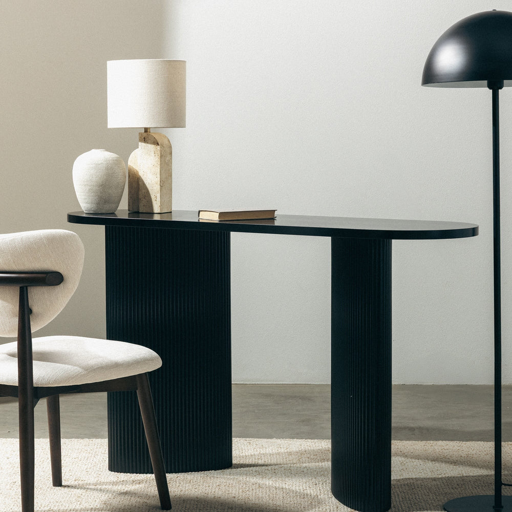 Desk PERIOL, black, lamellae, 140 cm