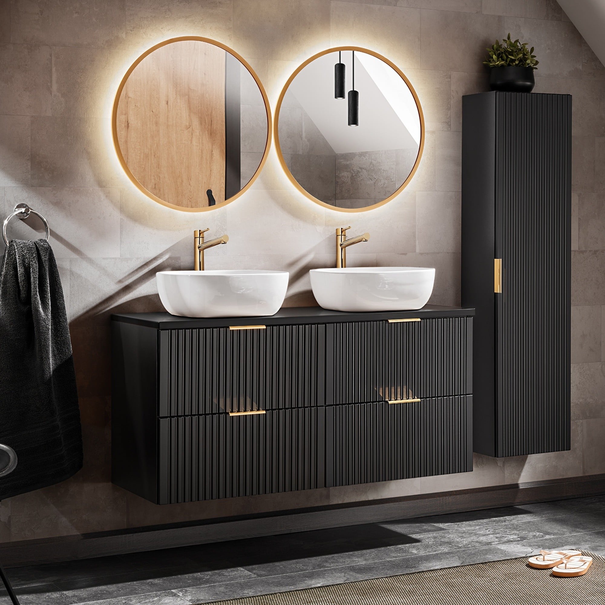 Vanity top ADORE BLACK, black, 120 cm