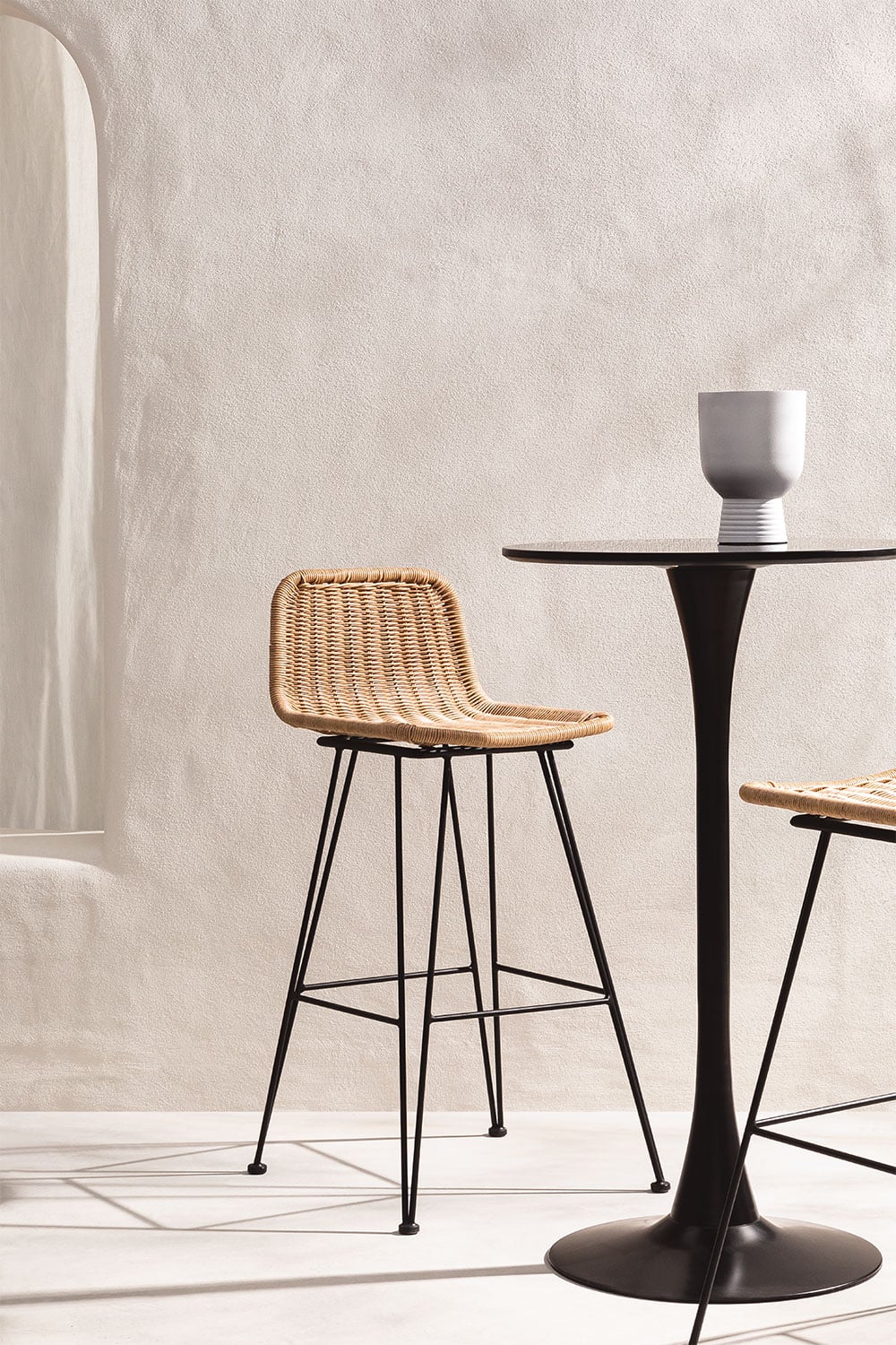 VALI high outdoor chair, woven design, 75 cm