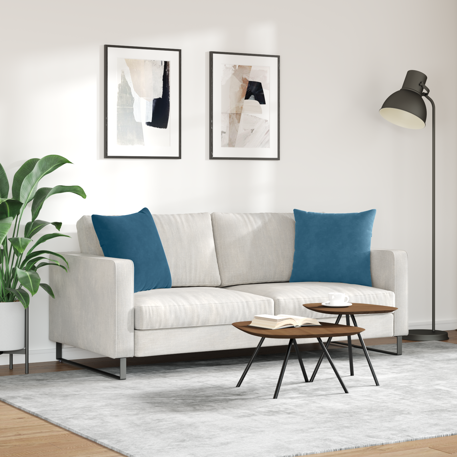 Sofa Pagalvės 2 pcs Mėlyna 50 x 50 cm Kordūrinis audinys