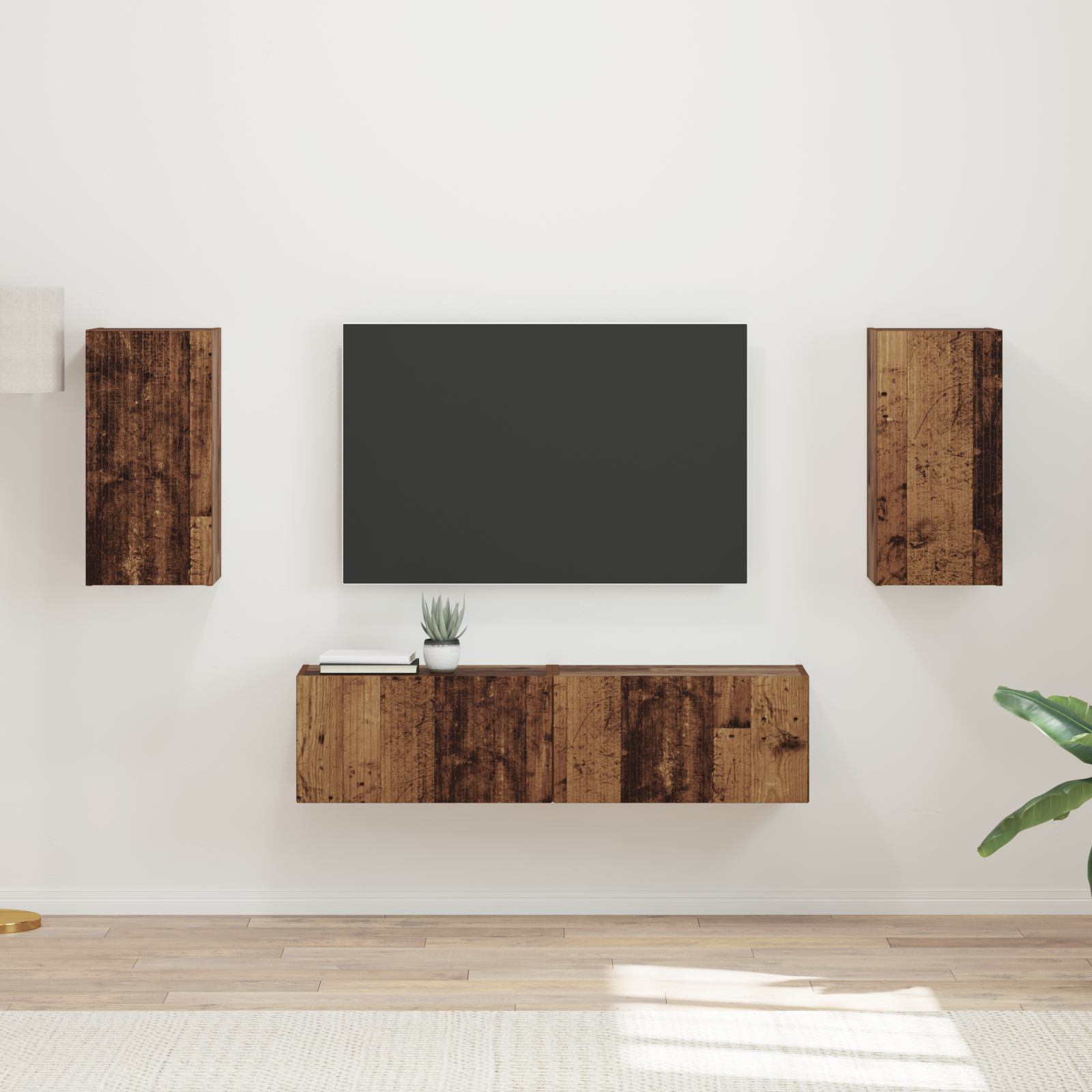 TV spintelių komplektas 4 pcs Senas medis Apdirbta mediena