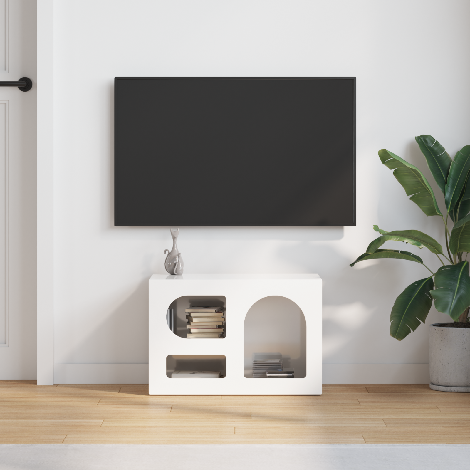 Televizoriaus spintelė Aukštai blizganti balta 60 x 35 x 40 cm