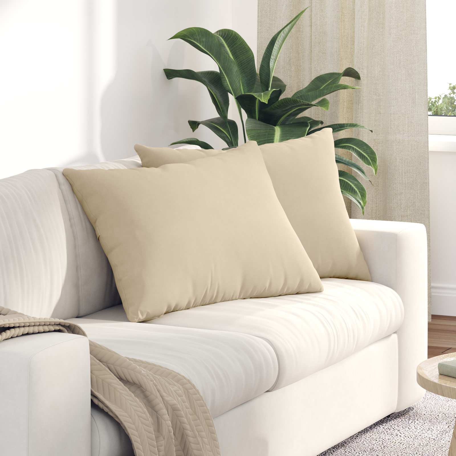 Sofa Pagalvės 2 pcs Kreminė 70 x 50 cm audinys