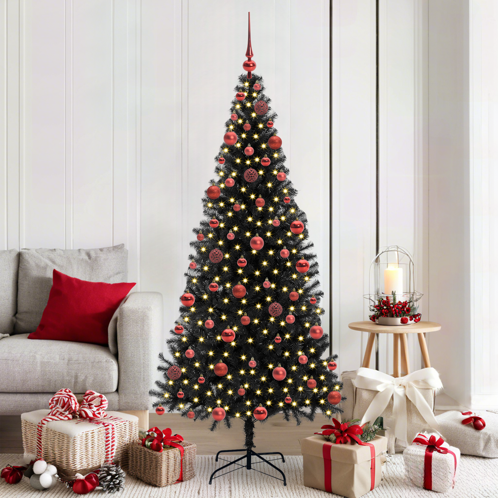 Kalėdų eglutė CRYSTAL BLOOM, su 300 LED stovu Juoda 180 cm.