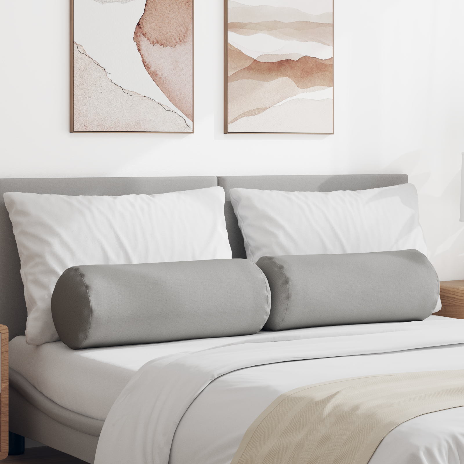 Pagalvės 2 pcs Debesų pilka Ø 25 x 70 cm audinys