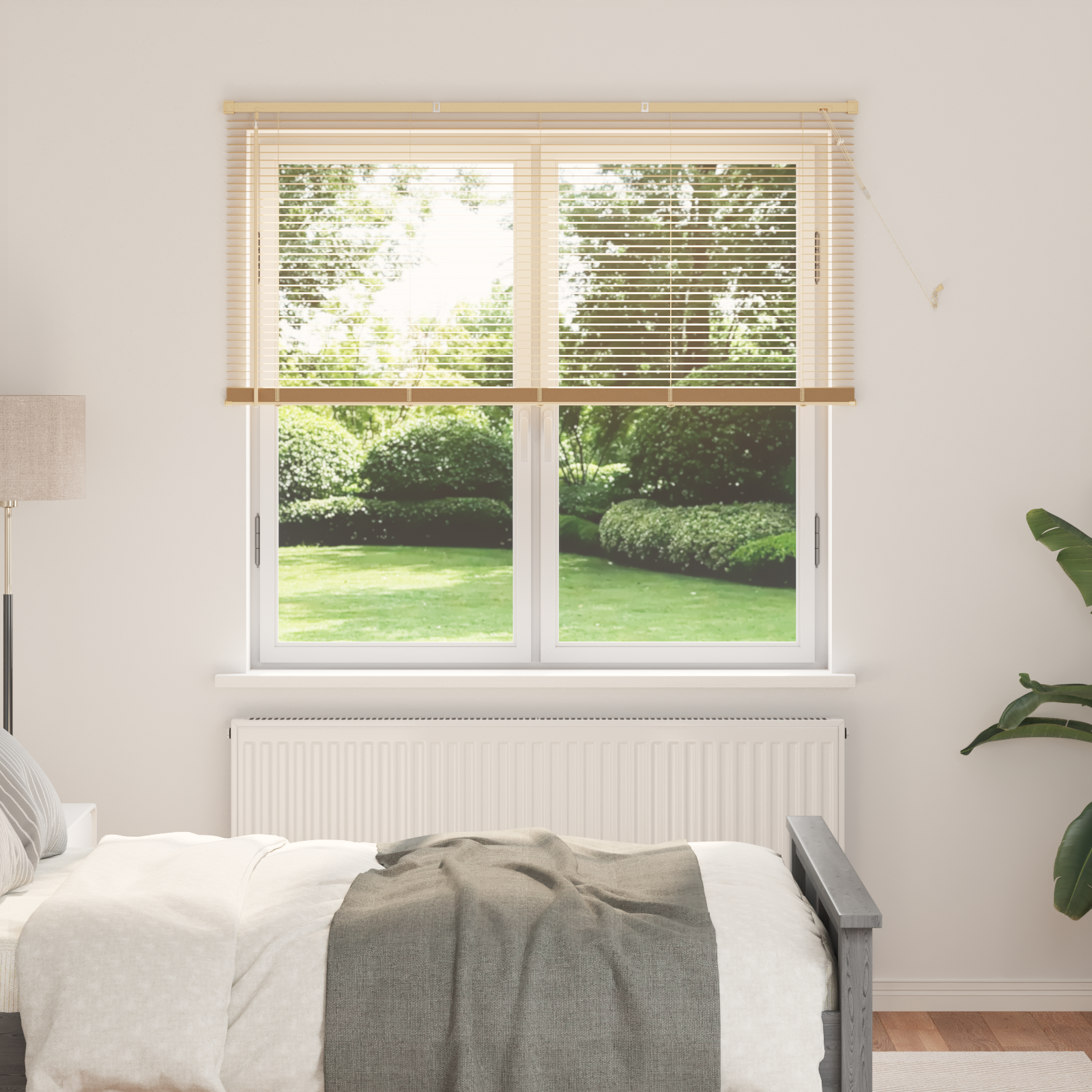 Venecijos žaliuzės Šviesiai ruda su raštu 150 x 140 cm PVC