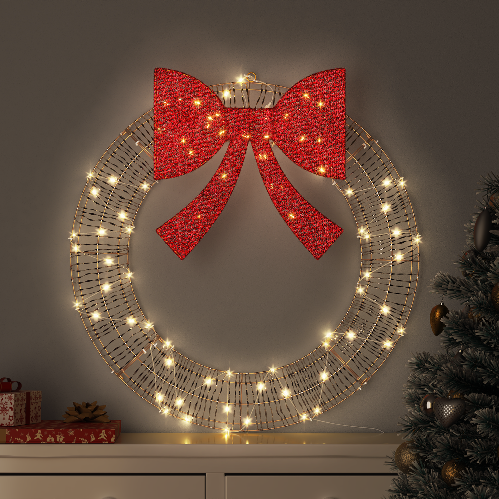 Vainags ar 60 LED silti baltām gaismiņām 75 cm PET