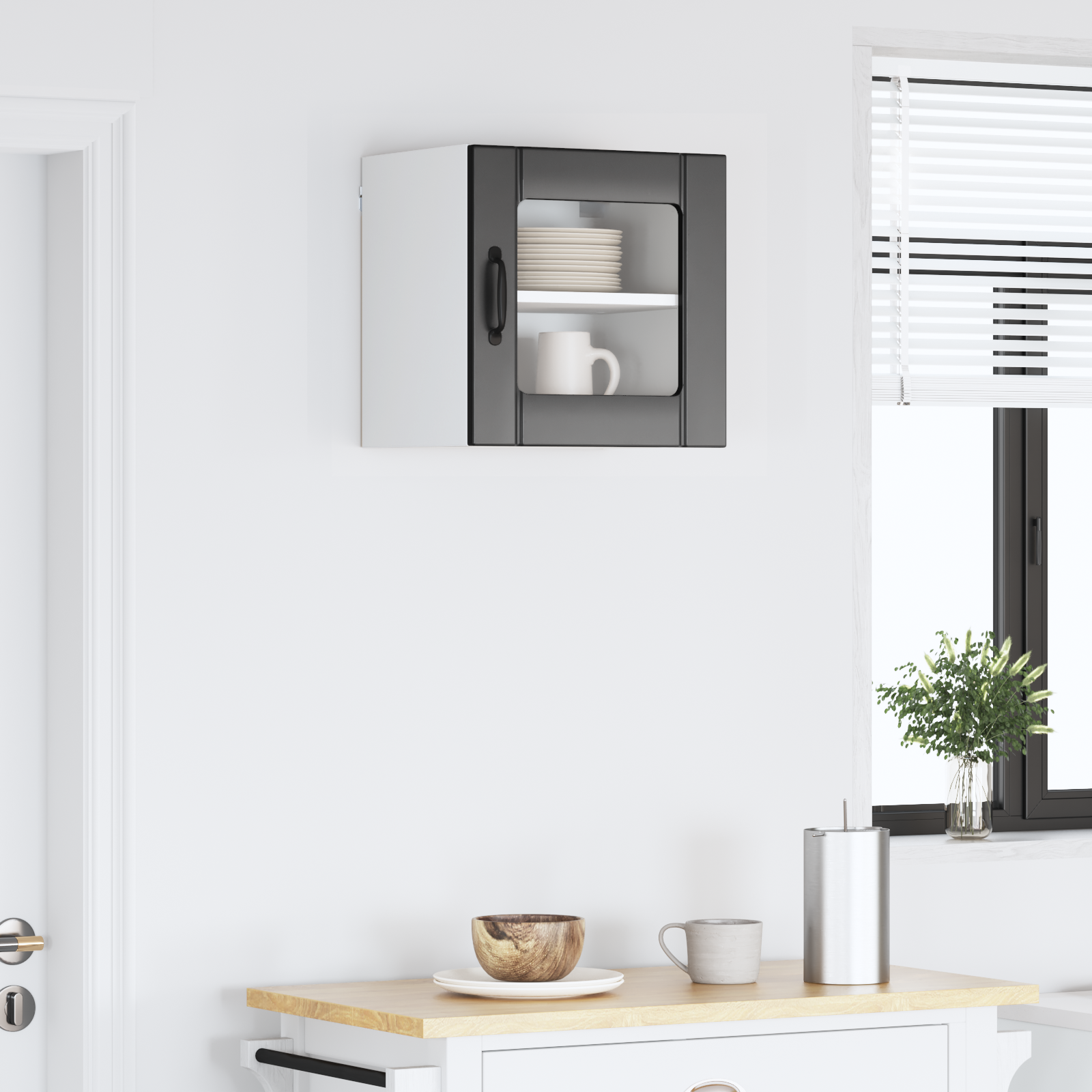Virtuves sienas skapis ar plauktu melns 40 x 31 x 40 cm