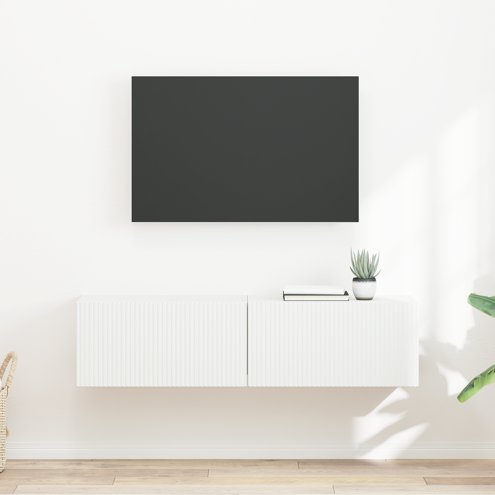 TV sieninė spintelė 2 pcs Balta 60 x 31 x 29,5 cm