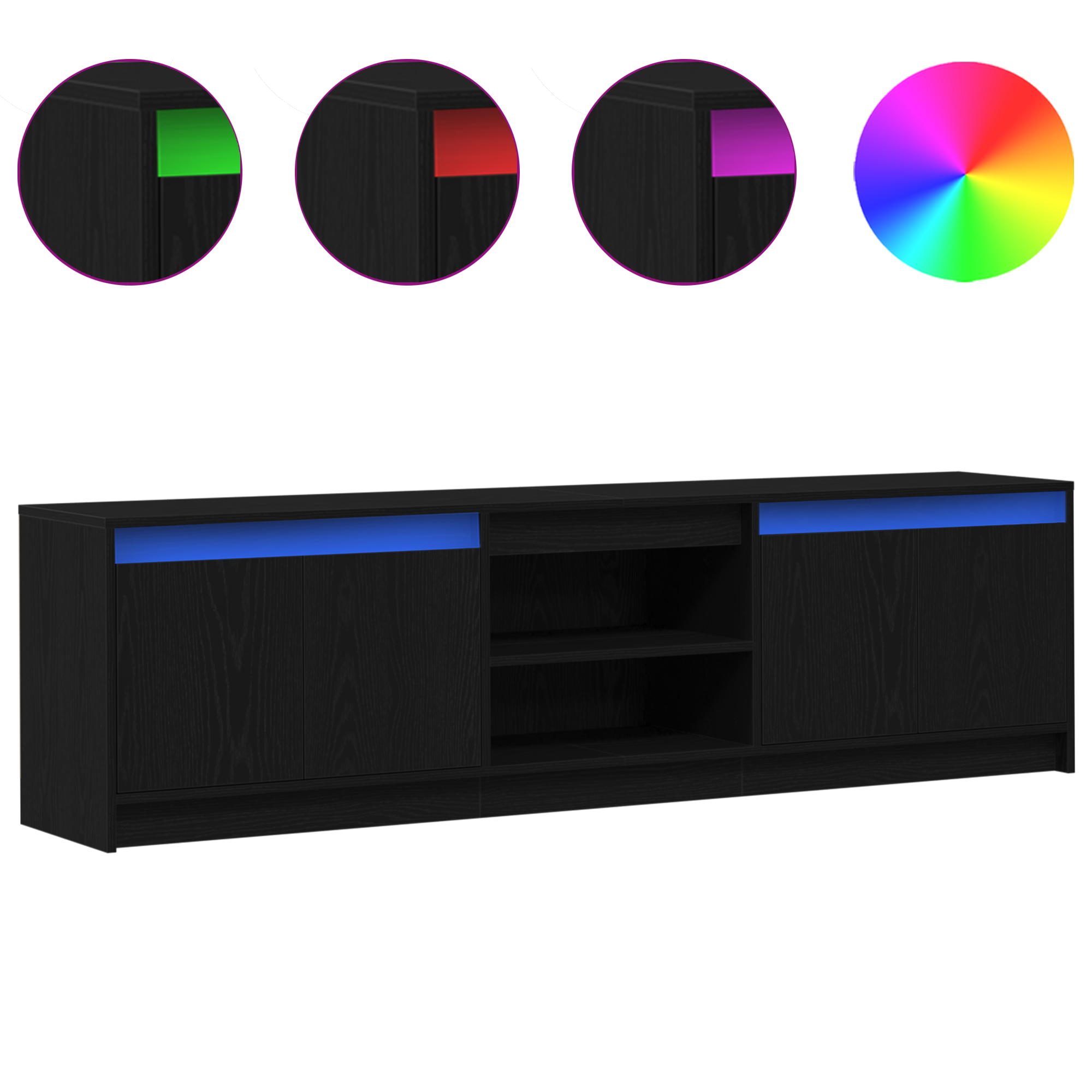 TV vienetai 2 pcs Juoda 180 x 34 x 50 cm Apdirbta mediena