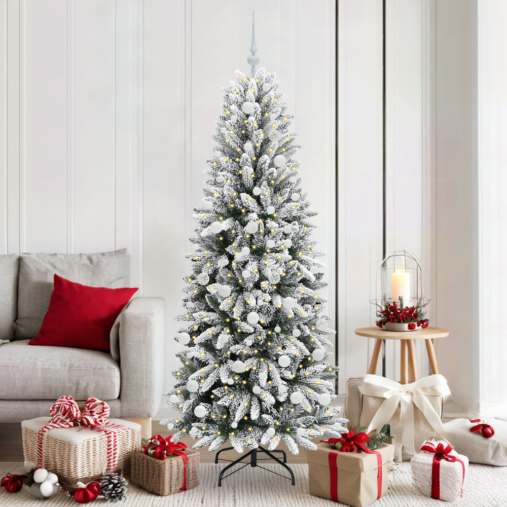 Artificial Christmas tree with 300 LED stand White 180 cm
