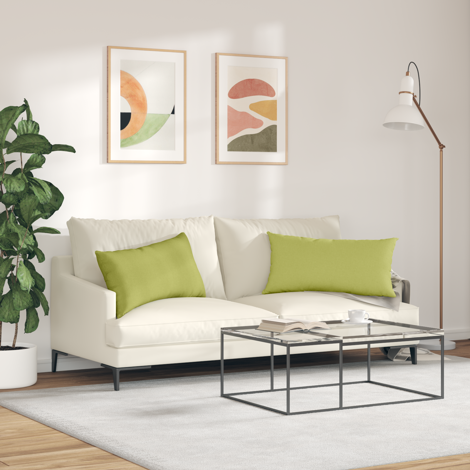 Sofa Pagalvės 2 pcs Šviesiai žalia 80 x 40 cm audinys