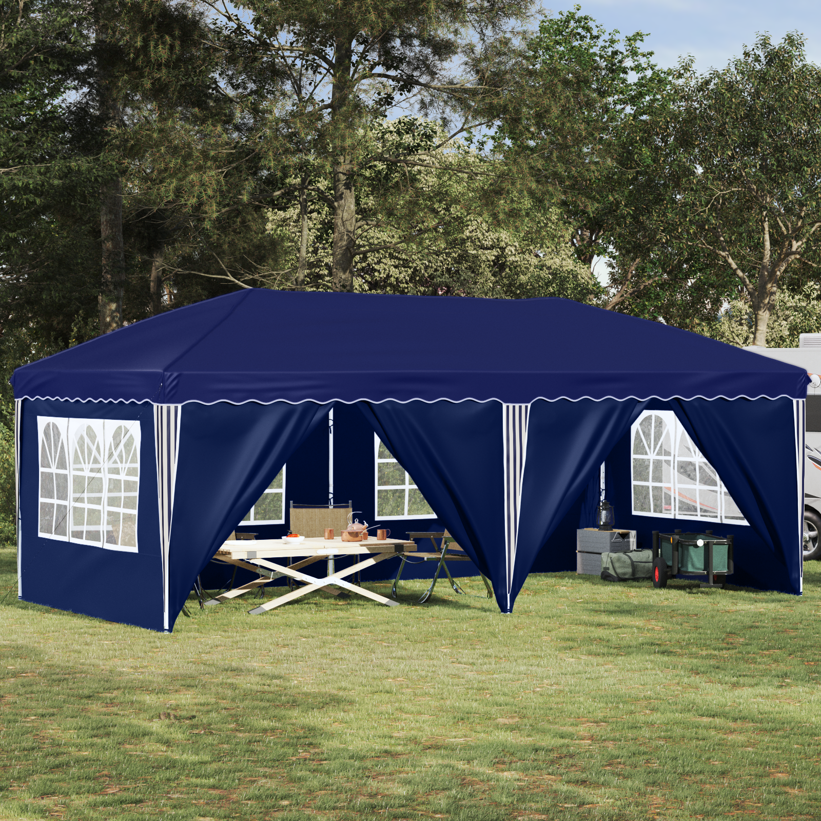 Uzlokāma svētku telts 575 x 288 x 245 cm Zila