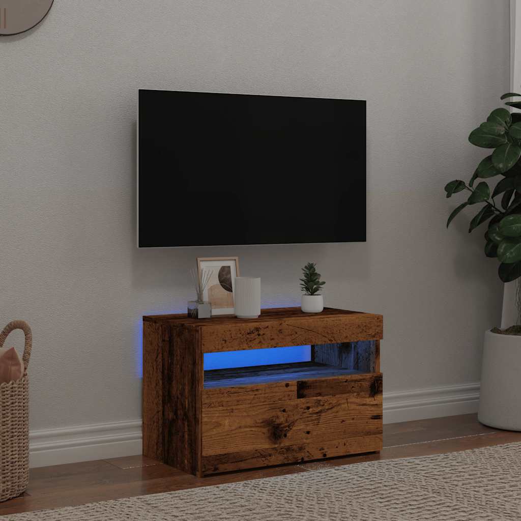 Televizoriaus spintelė su LED, medienos, 60x35x40cm, mediena
