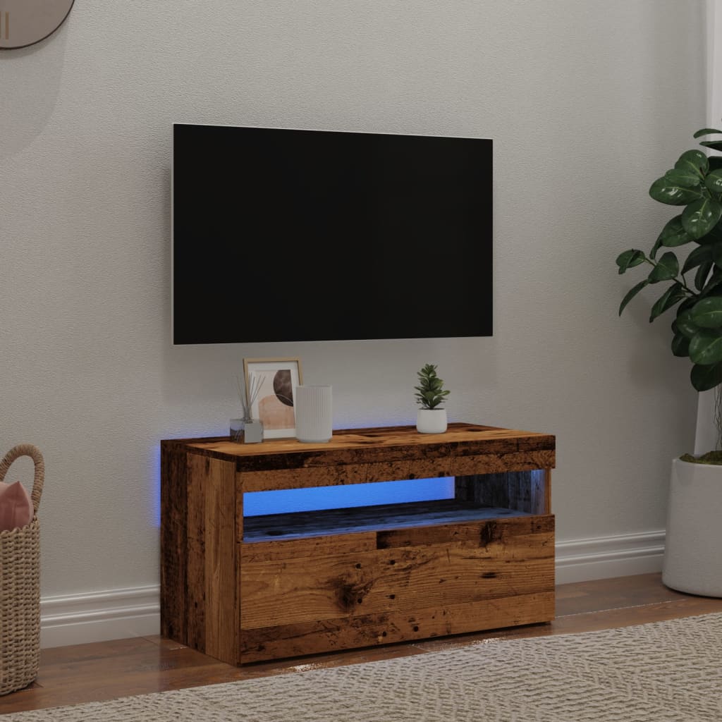 Televizoriaus spintelė su LED, medienos, 75x35x40cm, mediena
