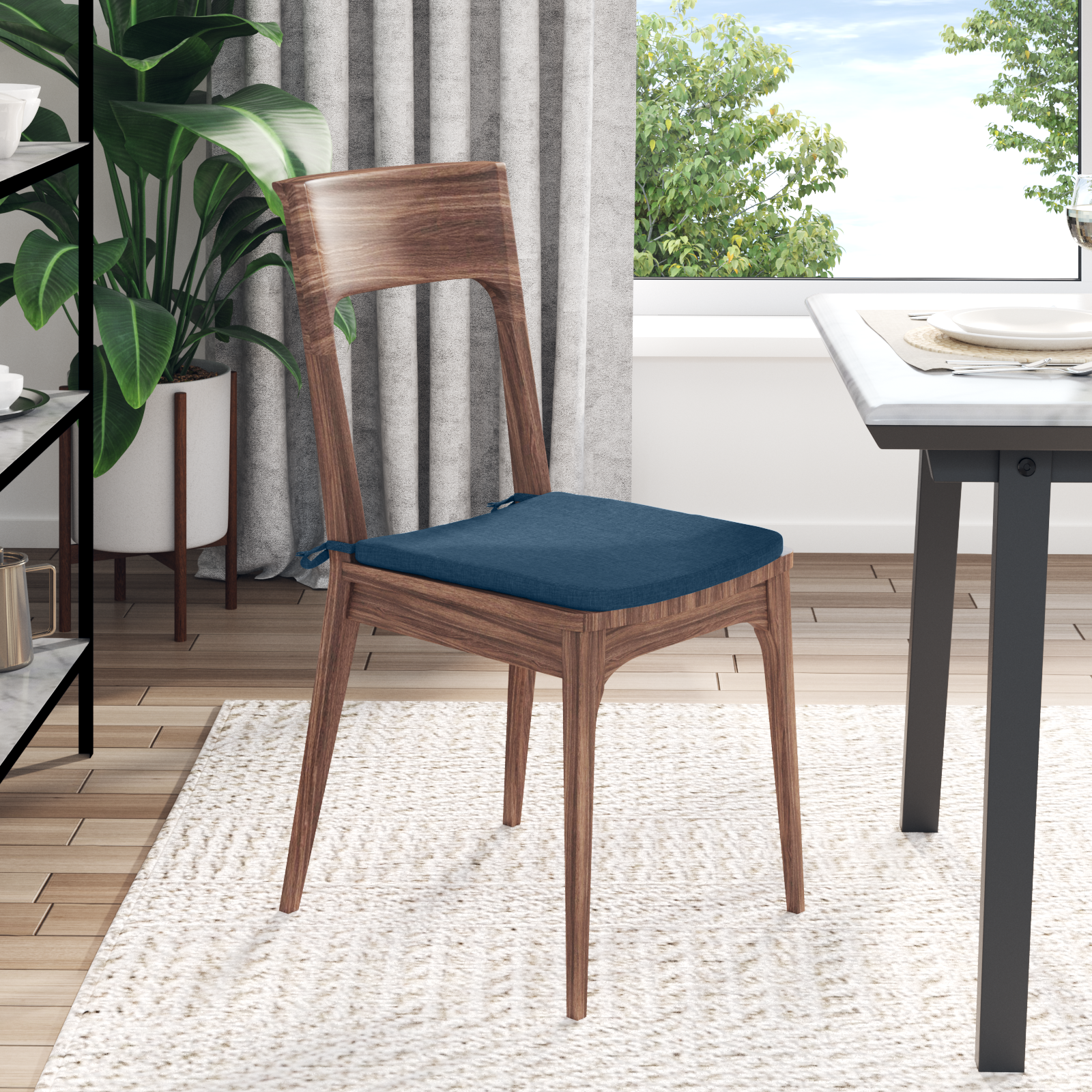 Sėdynių pagalvėlės 4 pcs Mėlyna 40 x 40 x 3 cm audinys