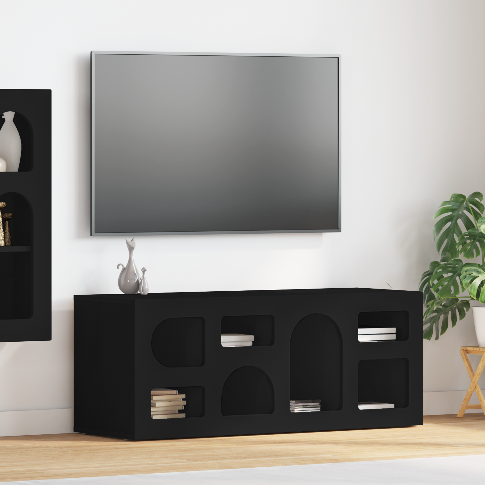 Televizora skapītis Melns 100 x 35 x 40 cm Apstrādāta koksne