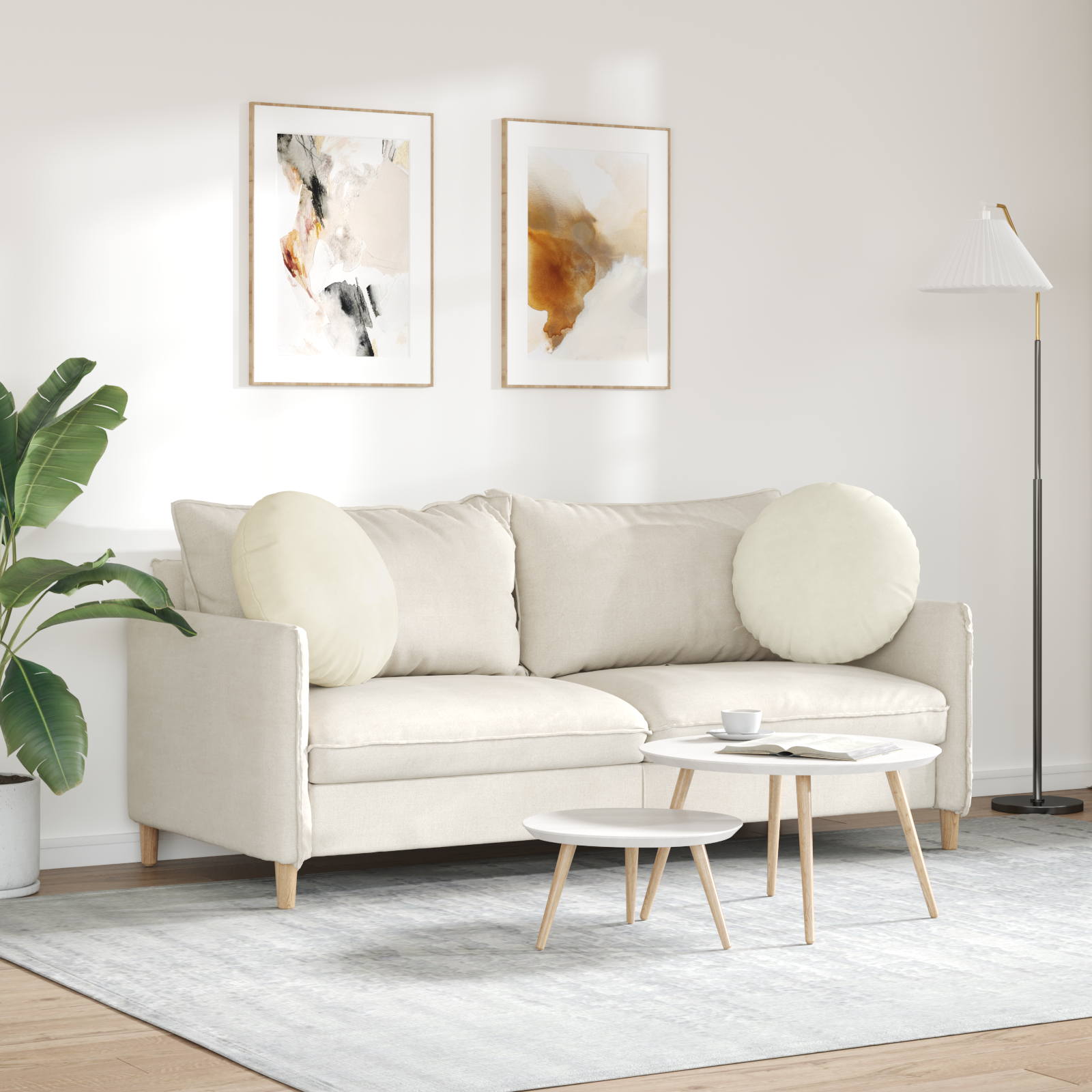Sėdynių pagalvėlės 2 pcs Kreminė Ø 40 x 13 cm Aksomas