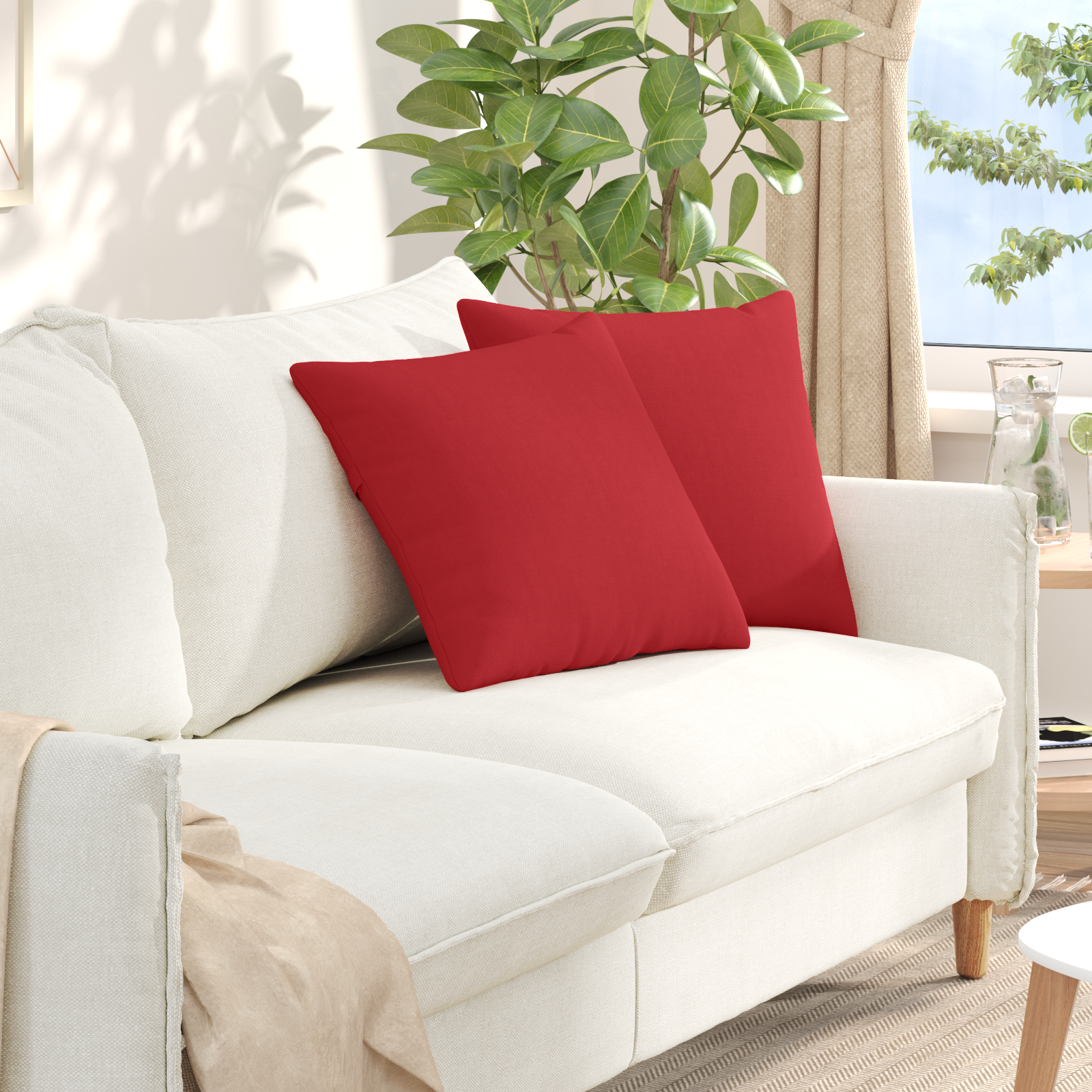 Sofa Pagalvės 2 pcs Raudona 45 x 45 cm audinys