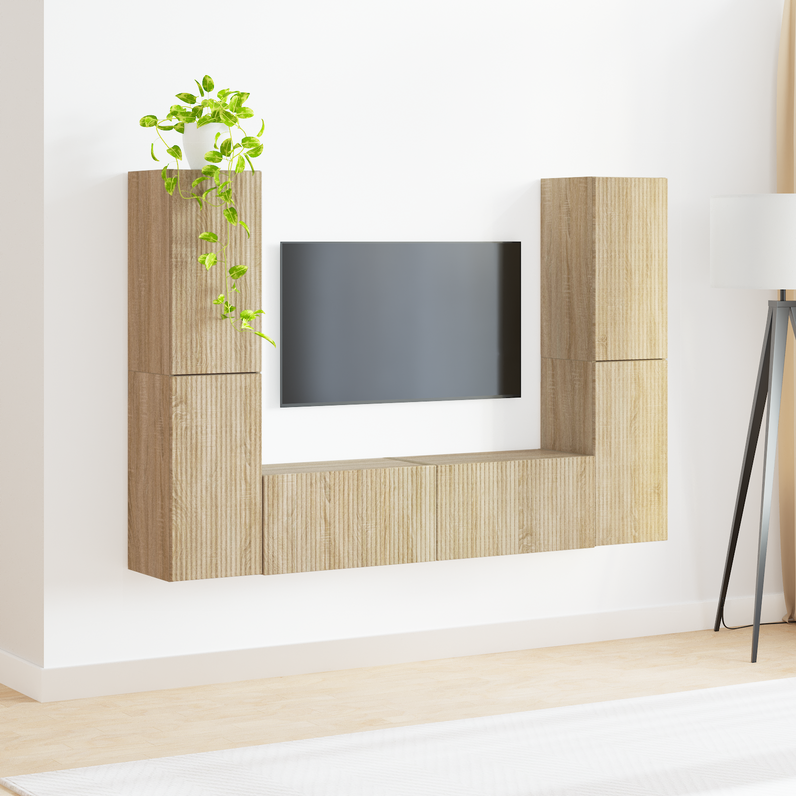 TV spintelių komplektas 6 pcs Sonoma ąžuolas Apdirbta mediena