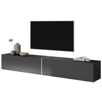 TV spintelė FREJA, 200 cm, juoda+auksinė