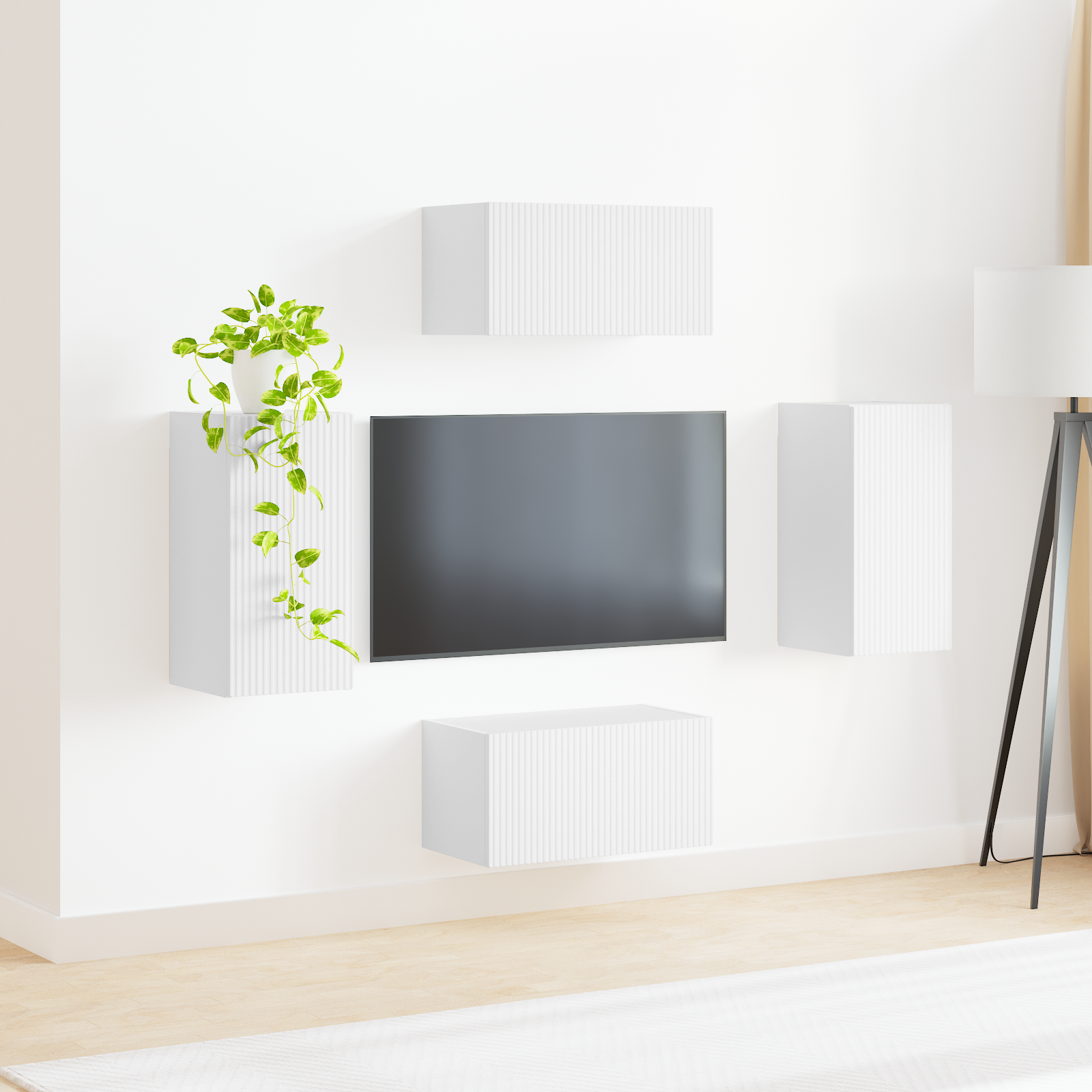 TV spintelių komplektas 4 pcs Balta Apdirbta mediena